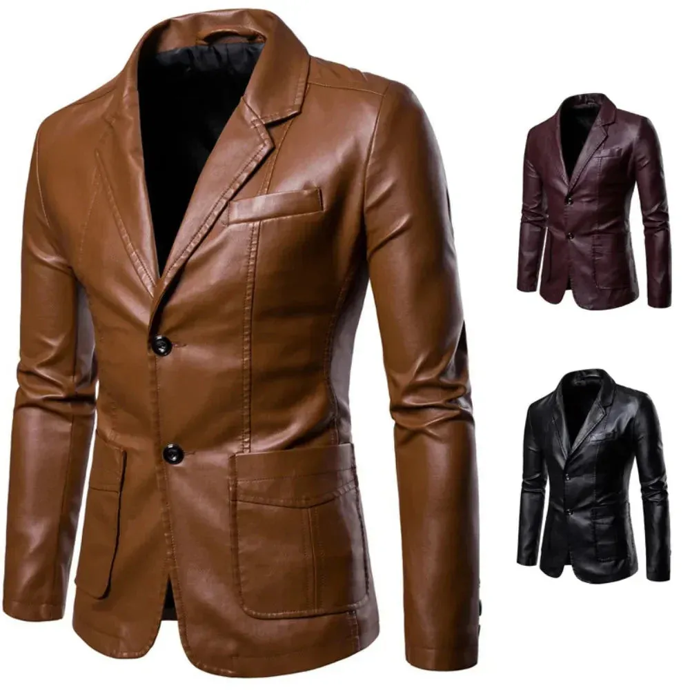Jaqueta Masculina de Inverno em Couro Legítimo Gentleman
