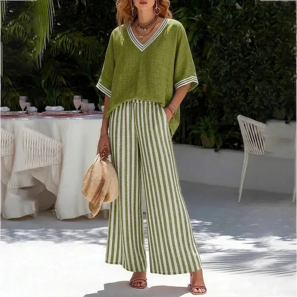 Conjunto Calenne™ em Linho de Algodão com Contraste Elegante