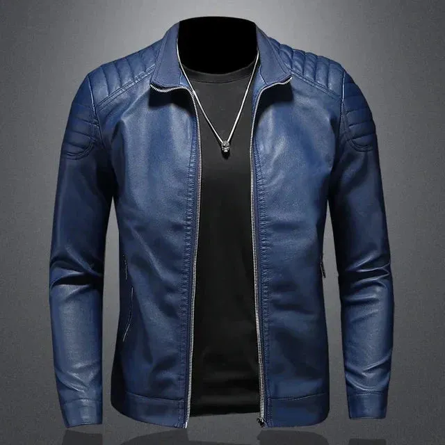 Jaqueta Masculina de Inverno em Couro Legítimo Inverno 2024
