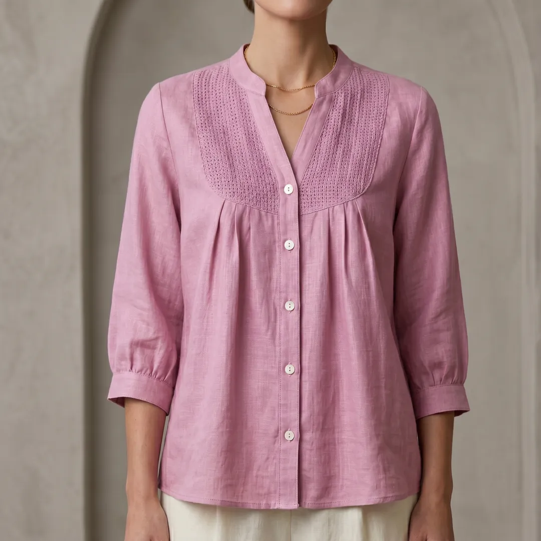 Camisa Feminina Julie™ com Manga 3/4 e Detalhe Renda - Conforto, Elegância e Versatilidade para Todas as Ocasiões!