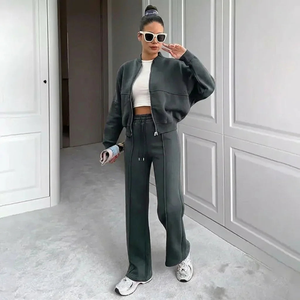 Conjunto Naomi™ em Moletom Premium com Jaqueta Zíper