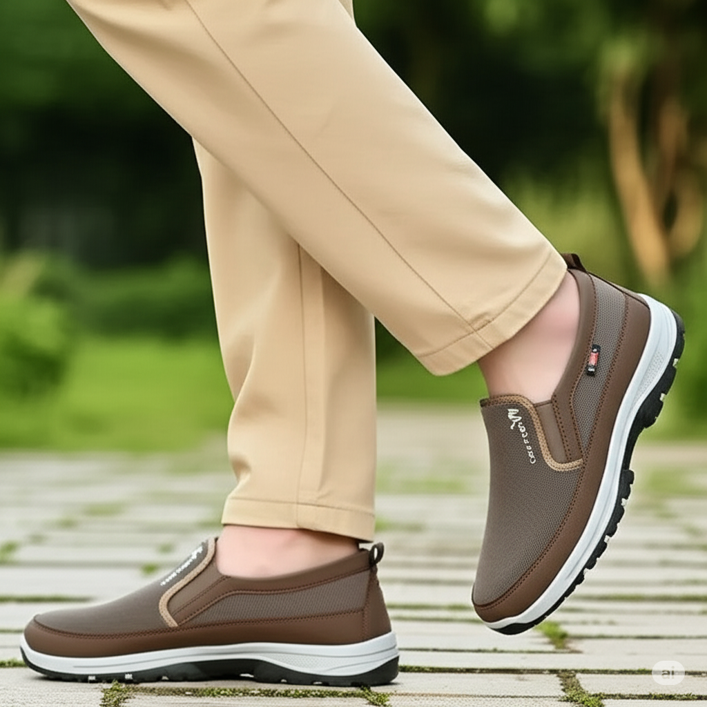 Caminhando com o Comfort Titanium marrom