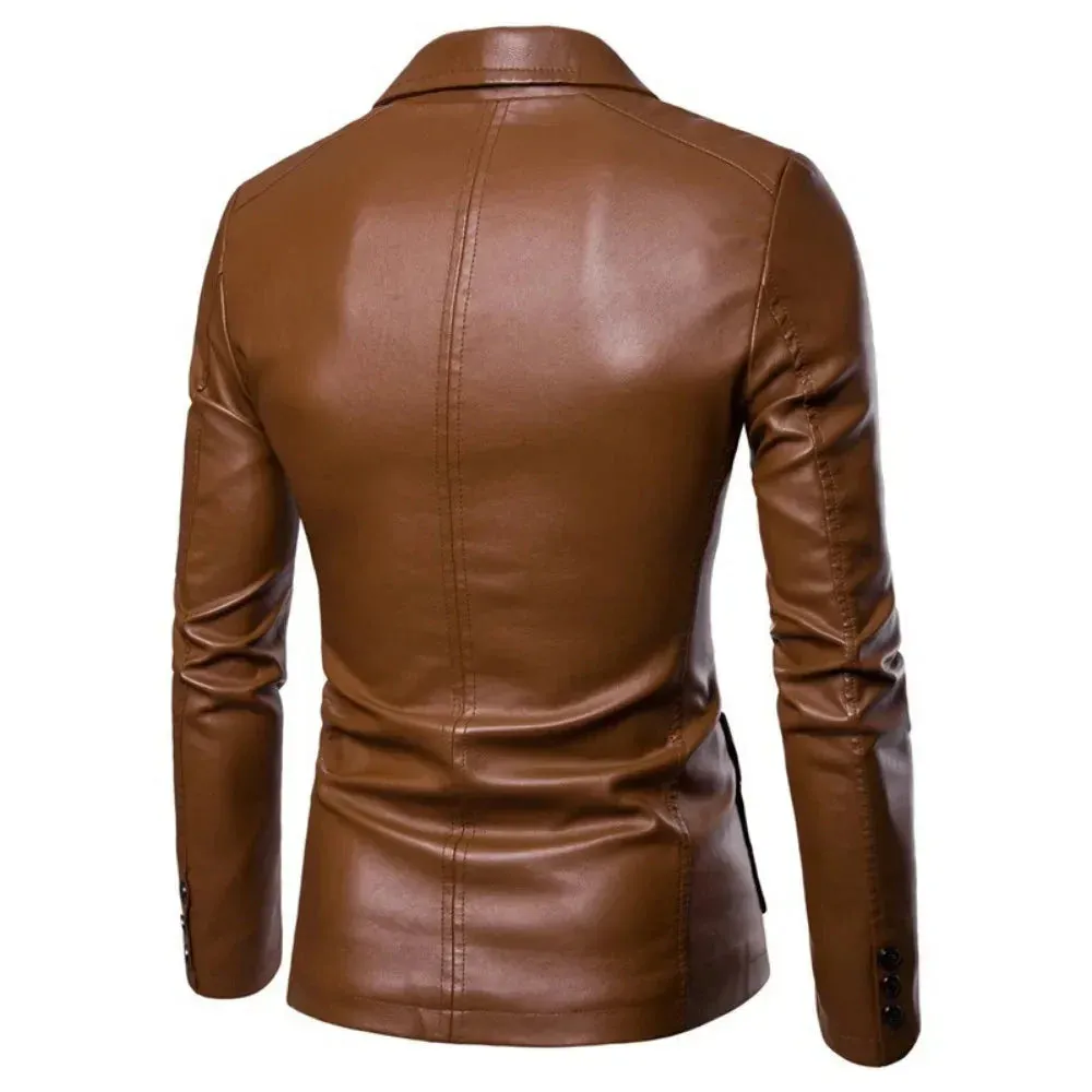Jaqueta Masculina de Inverno em Couro Legítimo Gentleman