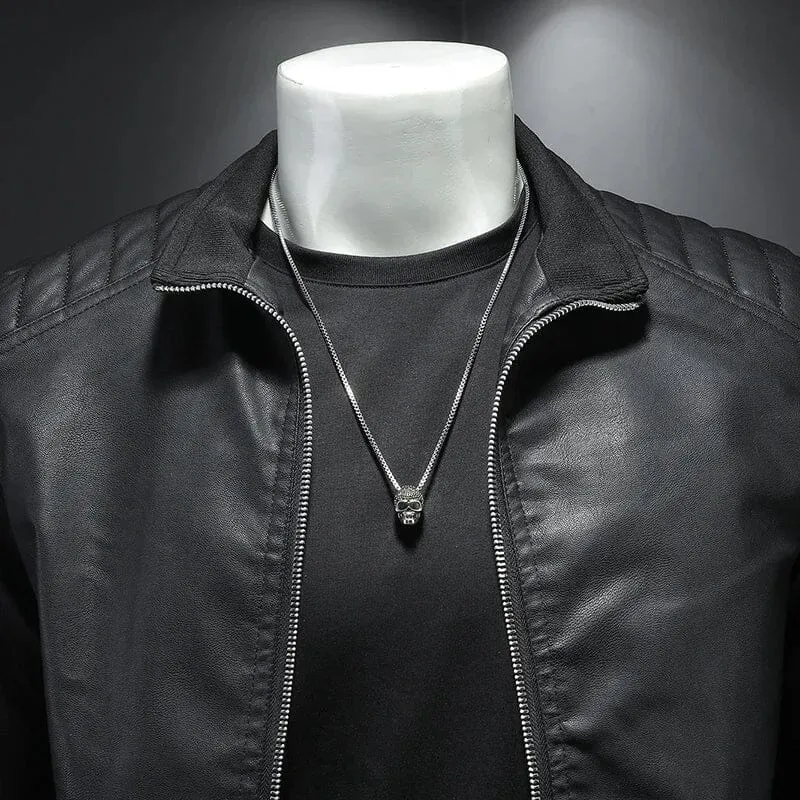Jaqueta Masculina de Inverno em Couro Legítimo Inverno 2024