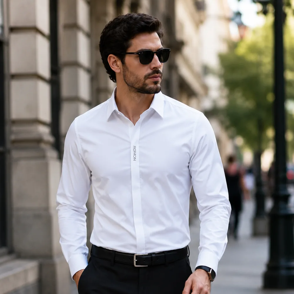 Camisa branca do kit em uso